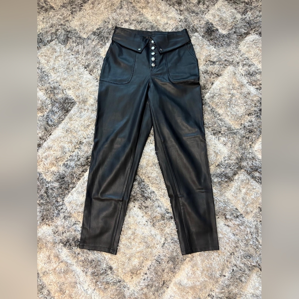 Bar III Black Leather Pants